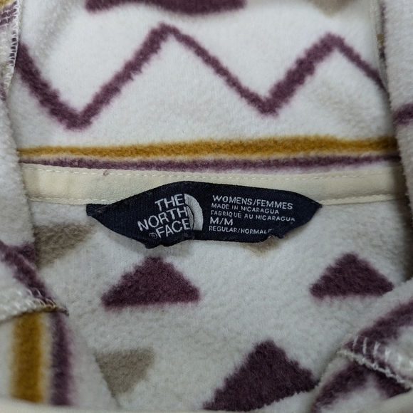 The North Face Jacket Women's M White Glacier Alpine Stripe Fleece Aztec Hoodie  - Picture 6 of 9